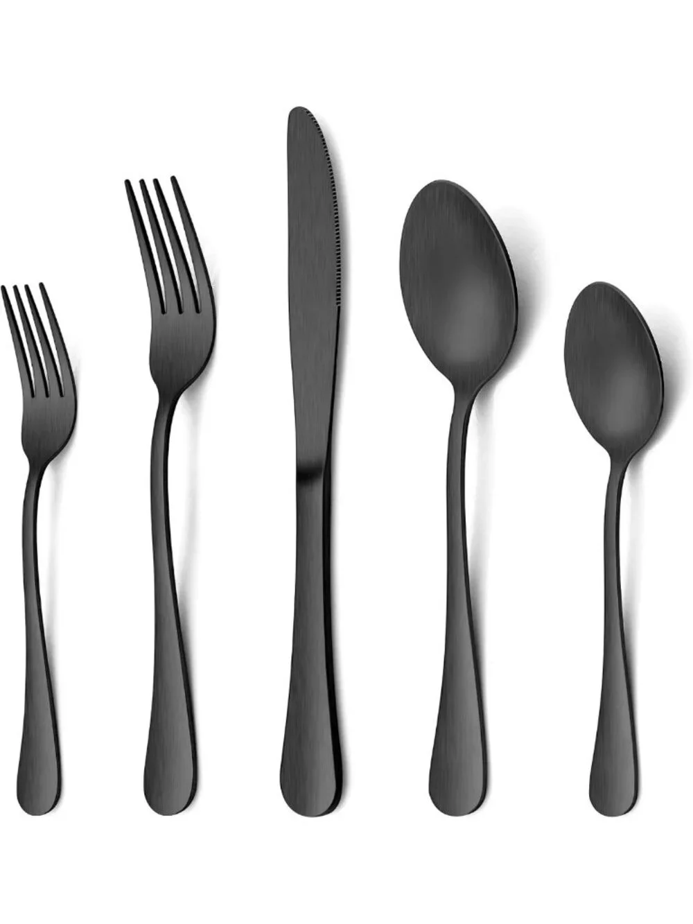 40-Piece Matte Black Flatware Set for 8 | Stainless Steel Cutlery, Dishwasher